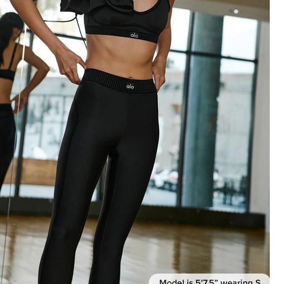 Alo Yoga Black High-Waist Leggings Airlift Line-Up size L - Picture 1 of 4